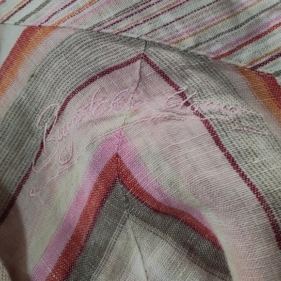 Bugatchi Uomo 100% Linen Button Up  Mens Striped Shirt Travel Cruise Size Medium - Picture 6 of 10